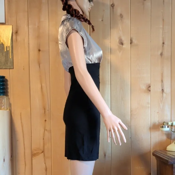 Black Dress with Gold Top+Button Details - Picture 4 of 6